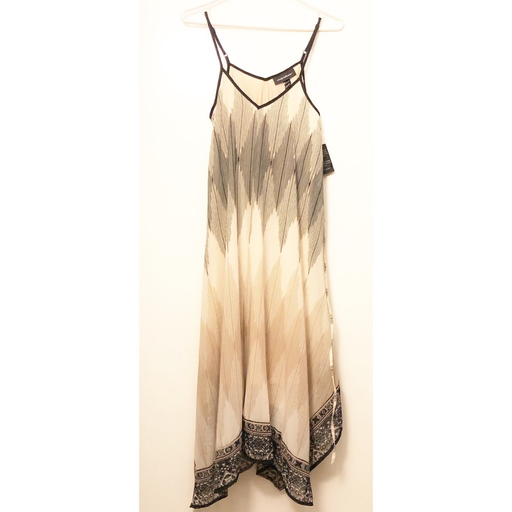 Cream and black geometric pattern dress, SM